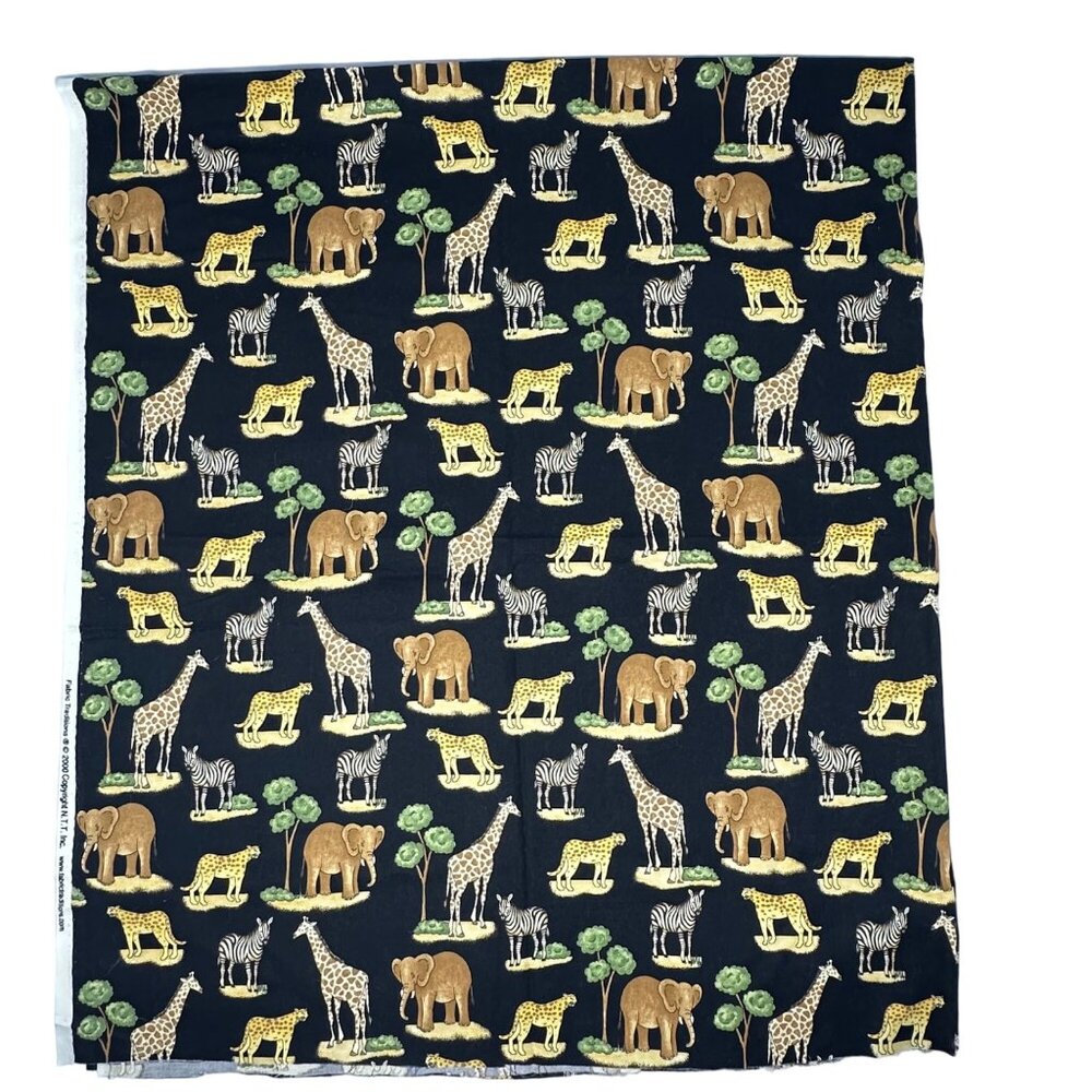 Fabric Traditions African Safari Animal Print Cotton Fabric 44" x 52" Remnant